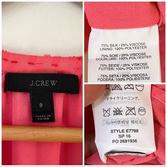 J. Crew Pink Clip Dot Silk textured blouse top Size 8 preowned - Picture 6 of 8